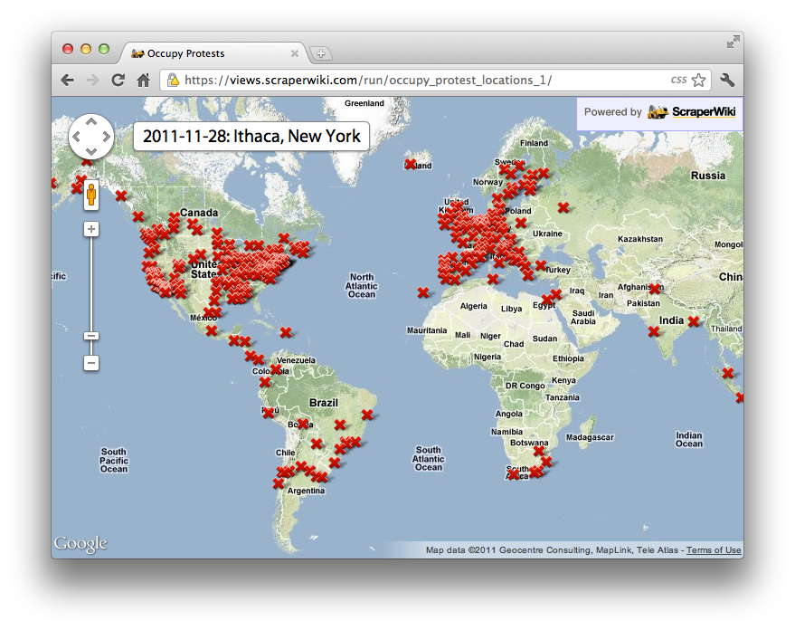 Google Map of occupy protests around the world